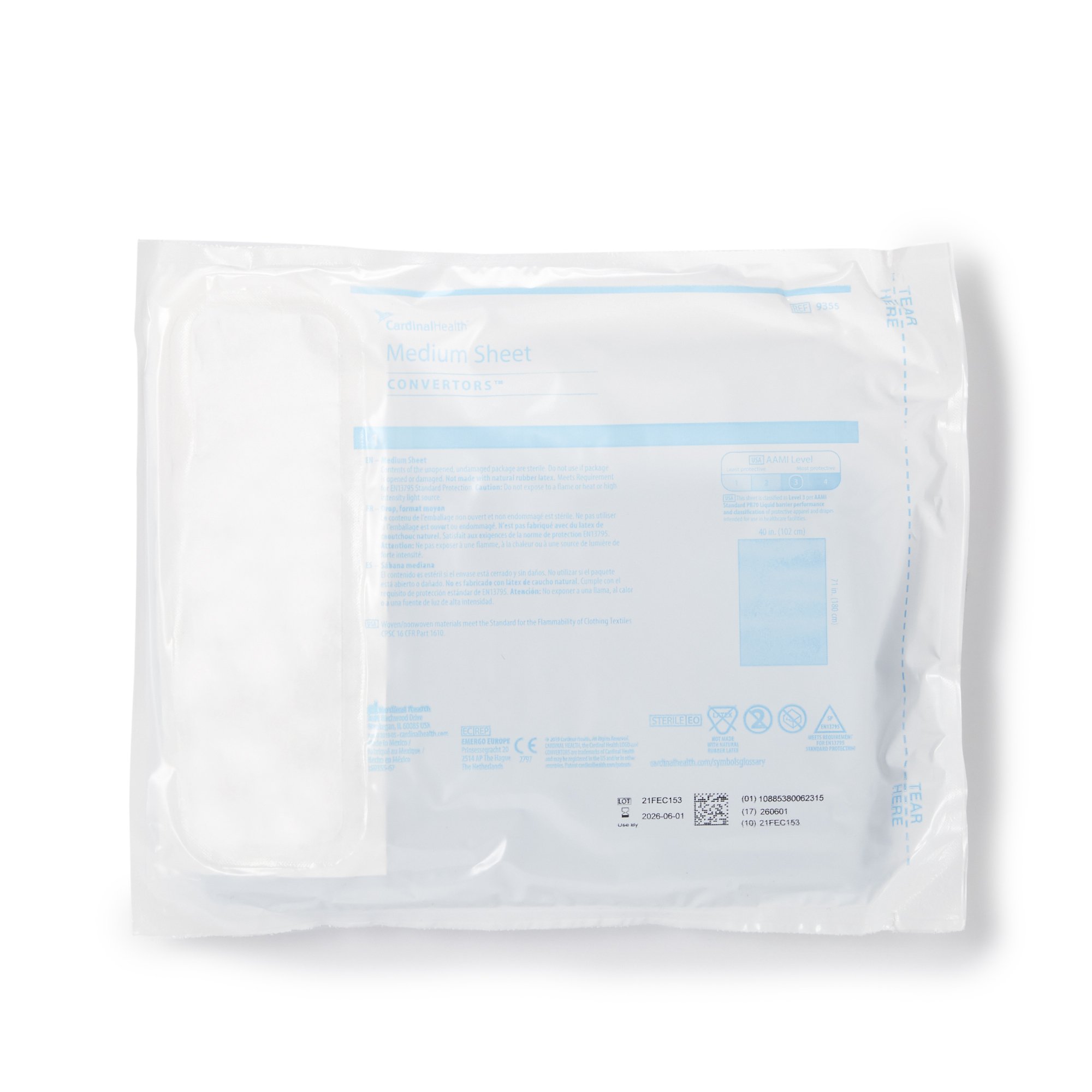 Drape Sheet Surgical Medium Fan Folded Sterile (1/EA 20/CS) by Cardinal  ID 9355
